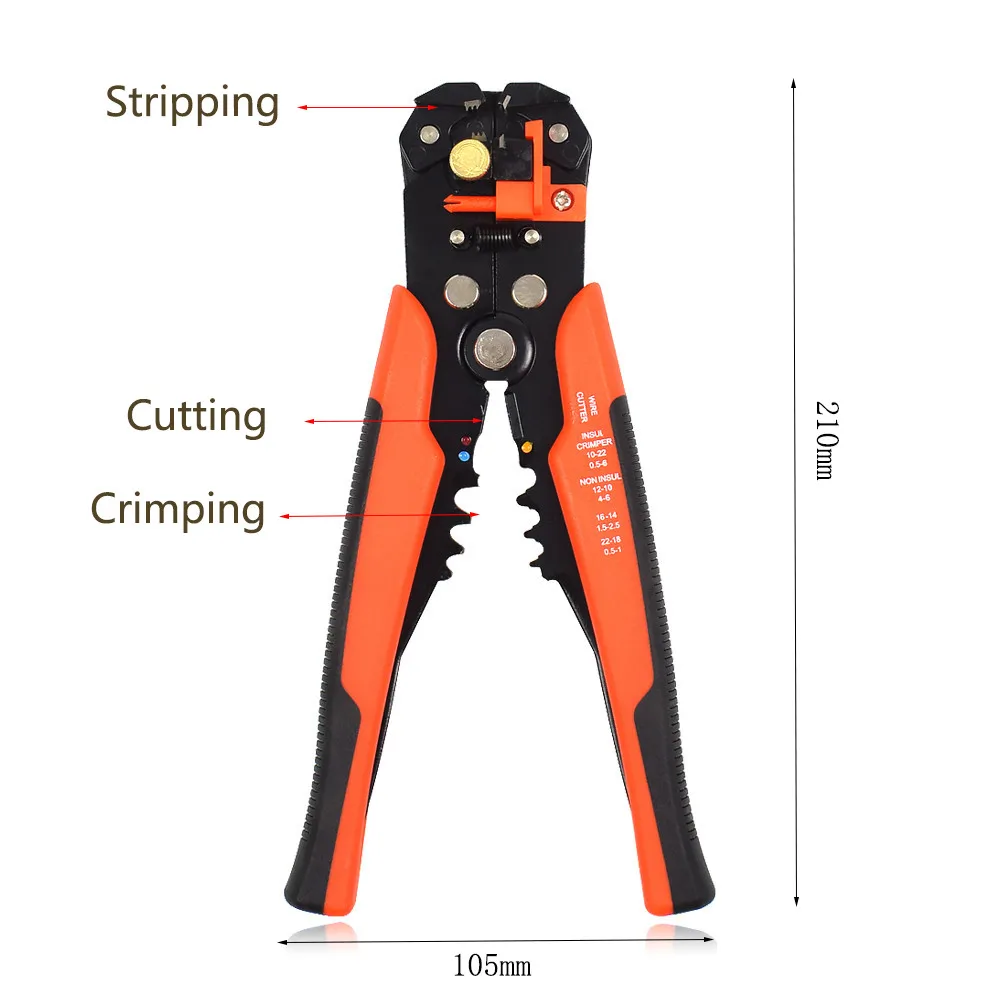 Toolour саморегулирующиеся изоляционные щипцы для зачистки проводов, обжимные плоскогубцы для терминала 0,2-6,0 мм