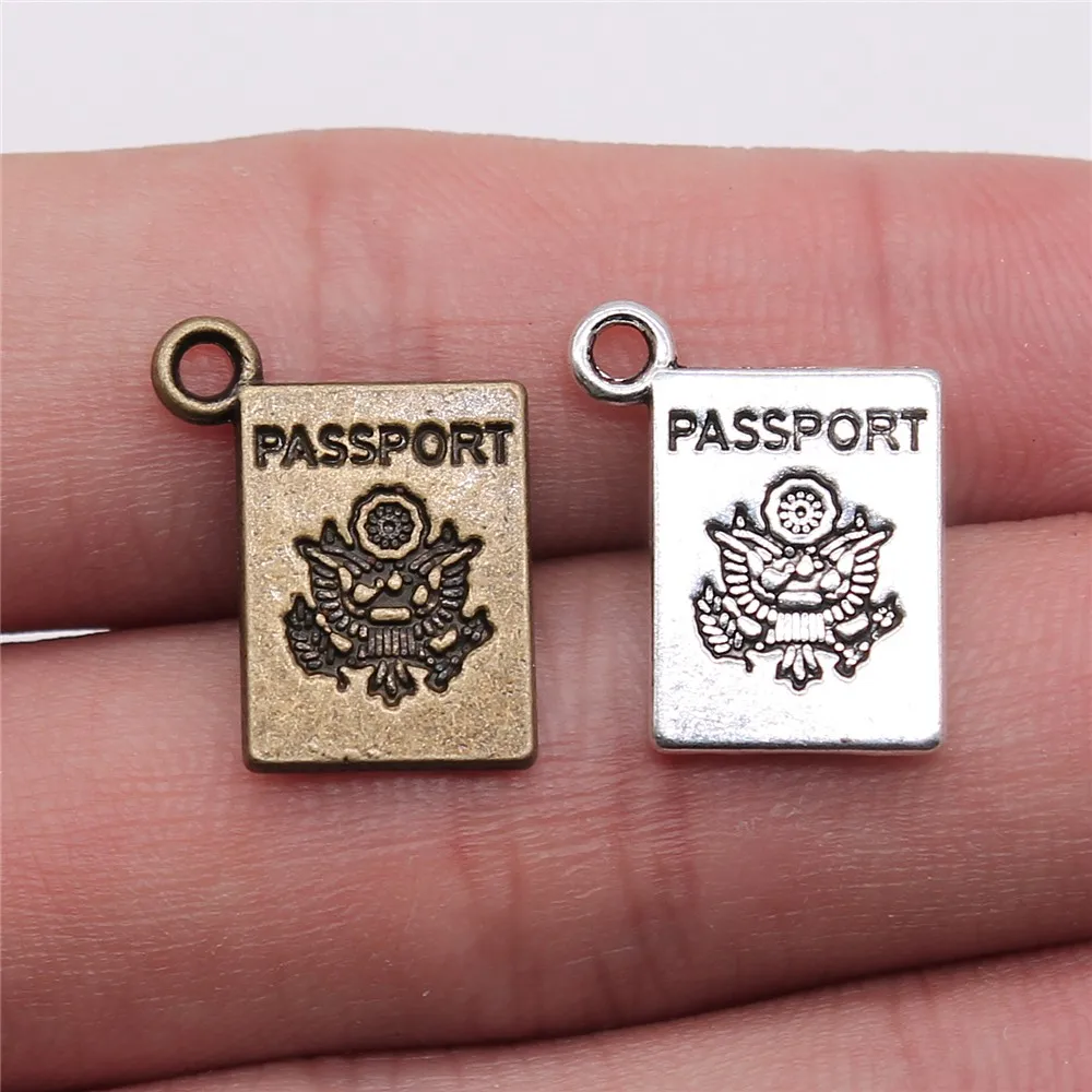 WYSIWYG 10pcs 18x14mm Pendant Passport Journey Travel Passport Charm