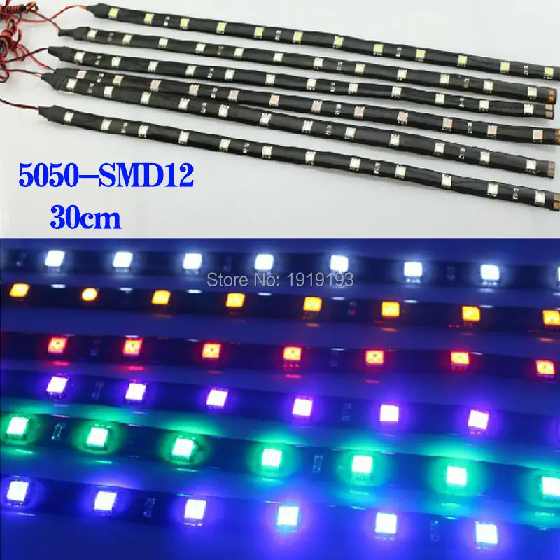 1PCS NEW Arrival SMD5050 30cm 12 Neon Flexible Waterproof LED Strip Bar Light Motor Truck Car