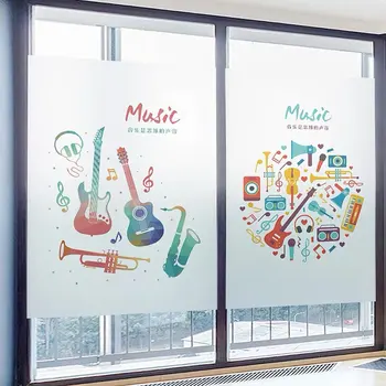 

Music room window Film Glass Sticker stained no glue Privacy custom size Self-adhesive film office studio guitar home decoration