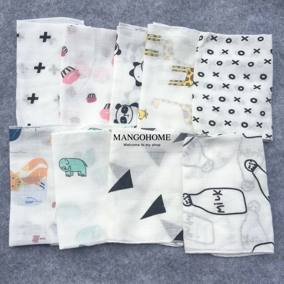 Baby towel 10pcs/lot 100 cotton 28*28cm muslin towel handkerchiefs two