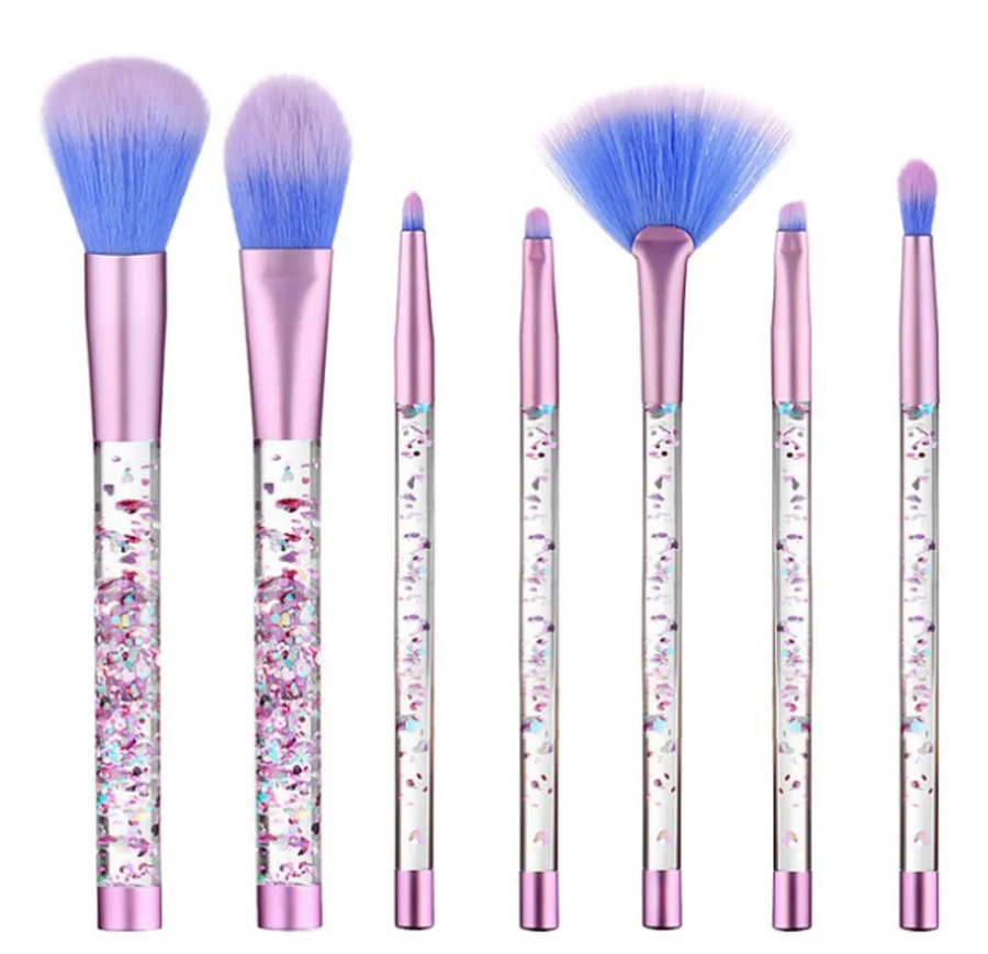 

by dhl or ems 20sets 7Pcs/Set Transparent Fluid Crystal Brush with PVC Pouch Unicorn Mermaid pincel maquiagem