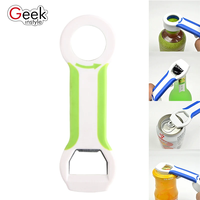 

Geekinstyle 4 in 1 Creative Multifunction Stainless Steel Can Opener Beer Bottle Opener Super Good Jar Opener Kitchen Tool