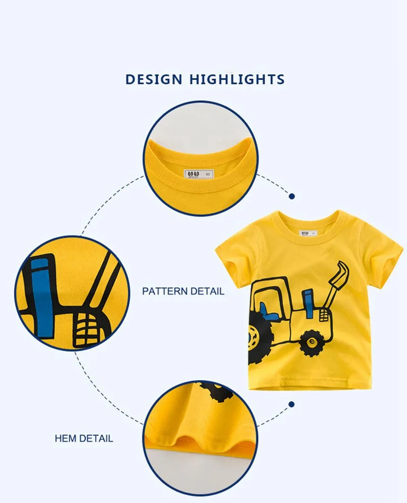 COOTELILI  Cute Car Children Clothing 2019 Summer Boys T shirts Fashion Dinosaur Tops for Girls Kids Tee Clothes  90-140cm  (11)