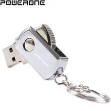 POWERONE металлический вращающийся usb флеш-накопитель USB 2,0 Флешка 4 ГБ 8 ГБ 16 ГБ 32 ГБ 64 Гб карта памяти U диск с брелком