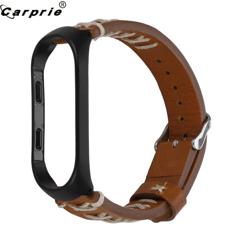 Ремешок CARPRIE кожаный для Xiaomi Mi Band 3 черный коричневый сменный Браслет