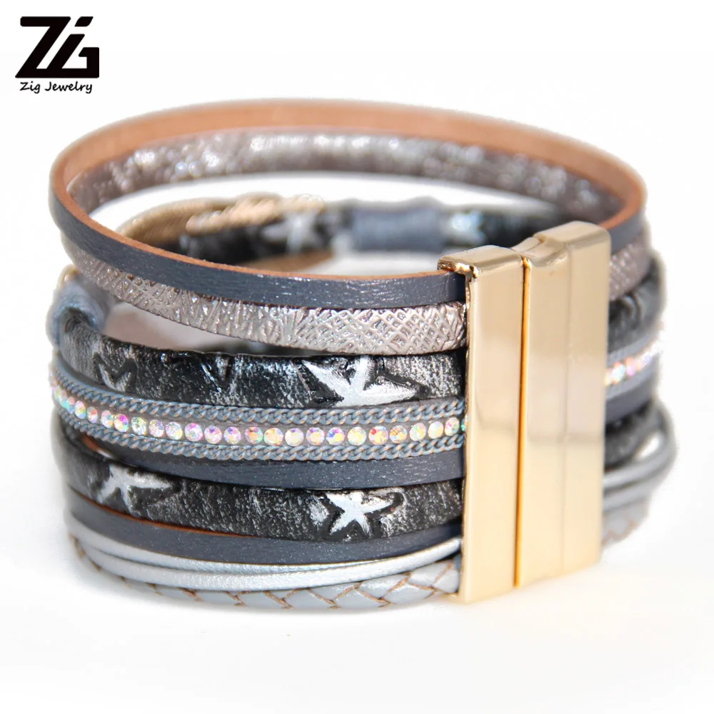 ZG Винтаж бисер с перьями кожаные браслеты для женщин Богемия обёрточная бумага несколько слоев лист браслет и браслеты украшения подарки