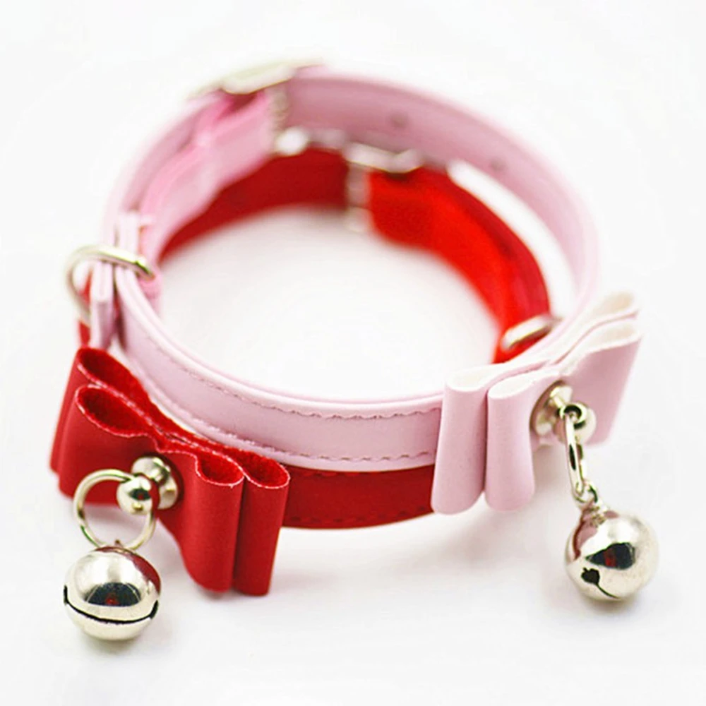New Bowtie Dog Cat Safety Collar Elastic With Bell Safe Soft Velvet ...
