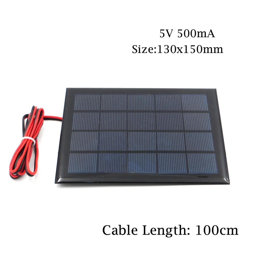 DC 5V Poly Панели солнечные продлить провода Мини Солнечная Системы "сделай сам" для Батарея сотовый телефон Зарядное устройство 0,7 W 0,8 W 1W 1,2 W 2,5 W 4,2 W солнечная игрушка - Цвет: 5V 500mA