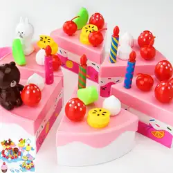 39 шт. или 63 шт., сделай сам, ролевые игры, фрукты, разрезание торта ко дню рождения, крем, чайный набор, кухонная игрушечная еда, розовые