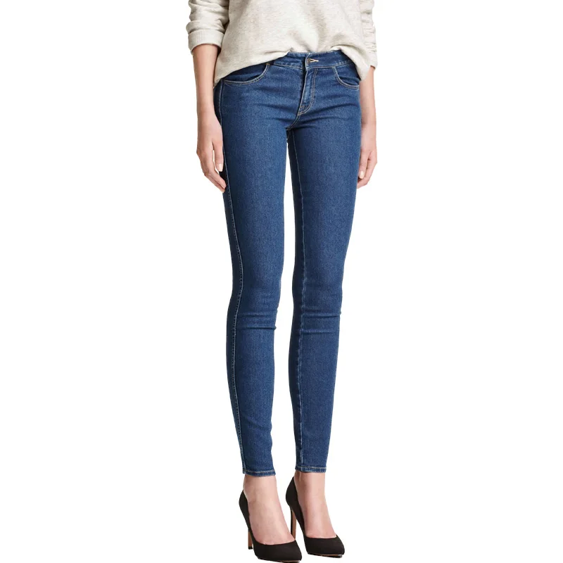

Water Washing Elastic Thin Skinny Natural Waist Jeans In The Spring and Autumn Free Shipping