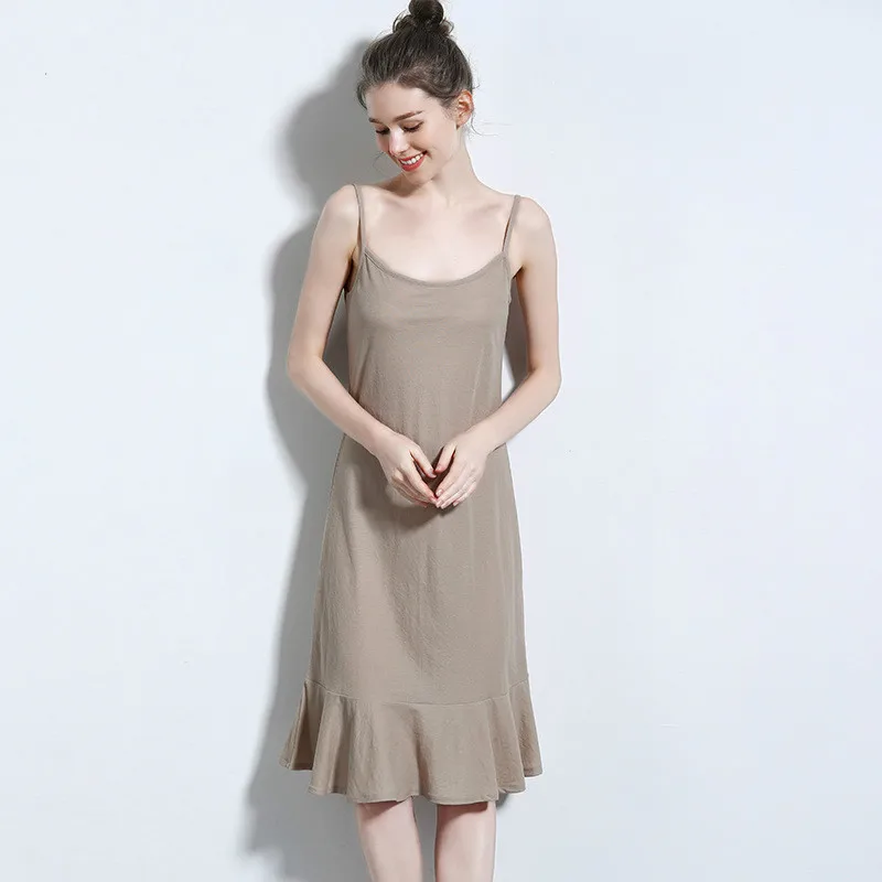 

VNAURRY Women Summer Linen Cotton Dress Long Sleeveless Vest Dress