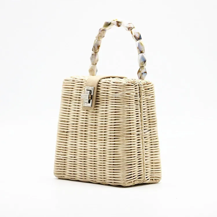 Роскошные сумки для женщин Бохо Плетеный соломенный сумки летняя сумочка из соломы каникулы - Цвет: light khaki