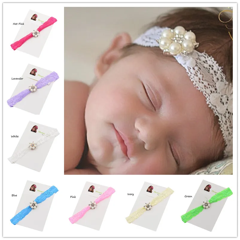 

1pcs Rhinestone headbands Baptism Gift Christening Lace Headband Newborn hair Headband hair accessories