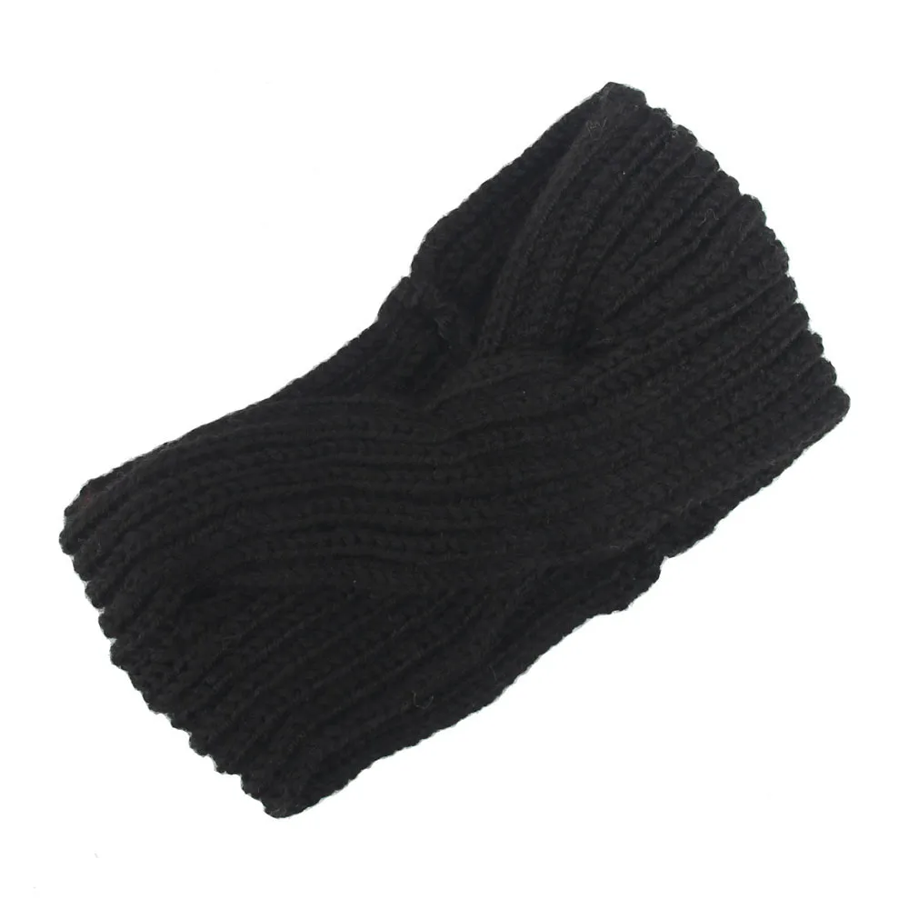 BONJEAN Hair Accessories for Women Black Knitted Headbands Fashion Handmade Hair Band Cross Ladies Hair Band BJ338