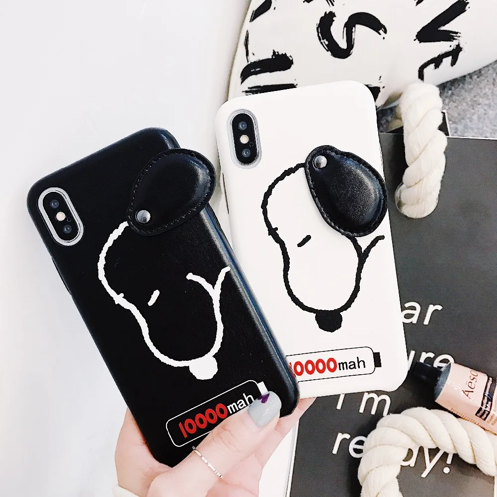 Snoopys Case Cover For iPhone 7 Plus and Cable Cute Dog Pattern Leather Phone Soft X 8 6 6s |