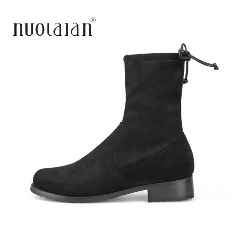 

2018 Brand women boots suede leather ankle boots for women fur warm snow boots winter and autumn woman shoes plus size 4-11