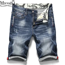 Марка mwxsd лето для мужчин s джинсовые шорты мужские хлопковые джинсы, шорты мягкие тонкие эластичные джинсы короткие штаны homme Цвет: черный, синий