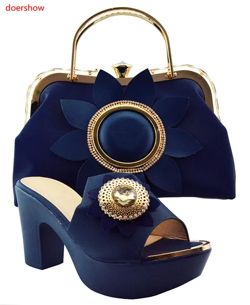 

doershow Italian Matching Shoes and Bag Set African Wedding Shoe and Bag Set Italy Shoe and Bag Set Women High Heels JZS1-34