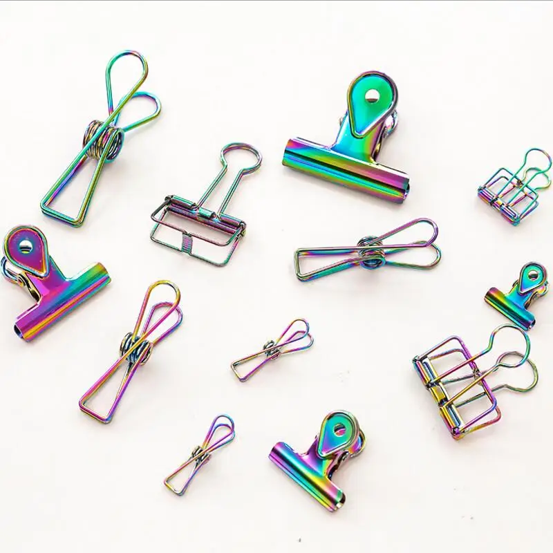 

1 PCS Novelty Dazzling Color Hollow Out Metal Binder Clips/Clamp/Paper Memo Clips Notes Letter Paper Clip Office Tool Supplies