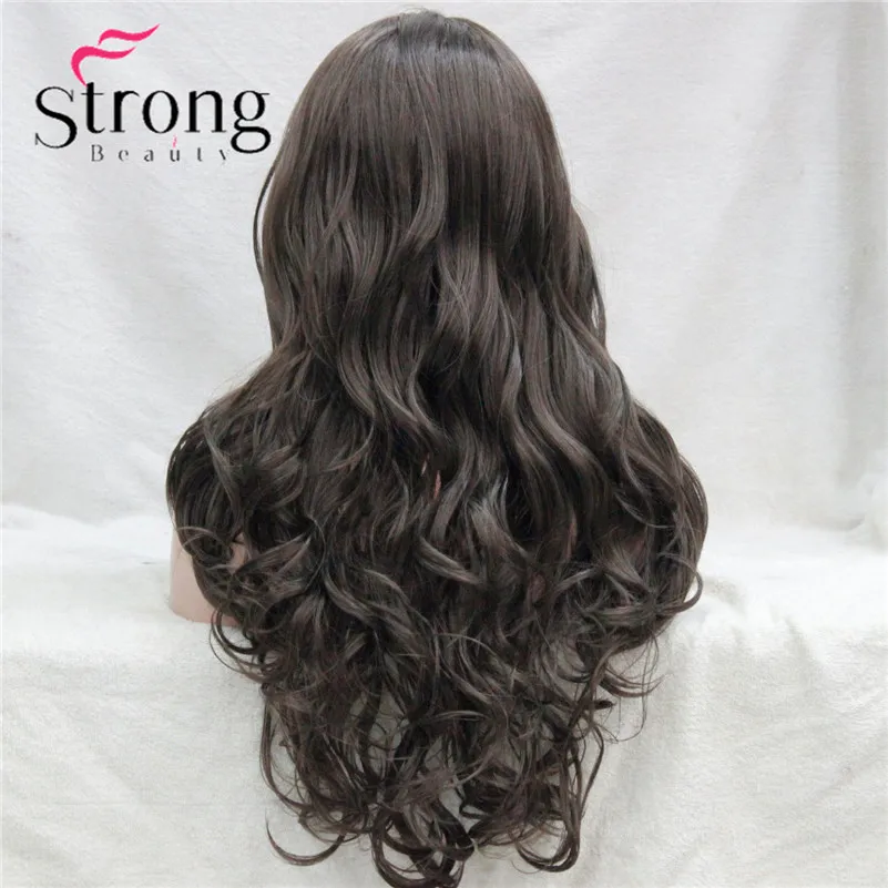 E-233 #8 new fashion sexy no bangs skin top 26 medium brown long wavy synthetic full wig (5)