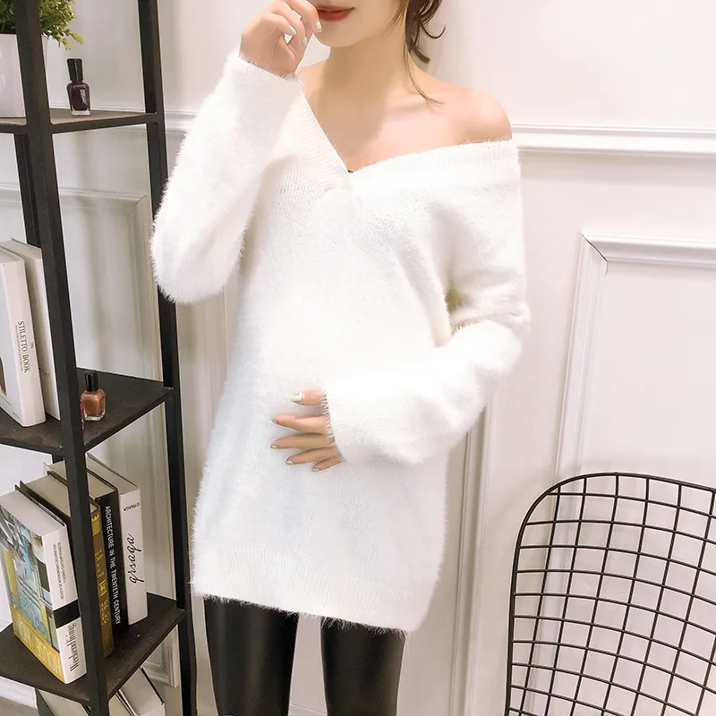 

Sexy V-neck Women Maternity Winter Sweaters for Pegnant Women Maternity Tops Winter for Pregnant Clothes Pullovers Sweaters 2018