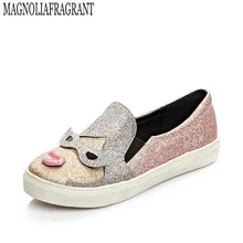 Новинка мультфильм Женская на плоской подошве, со стразами, обувь Обувь в горошек Весенние модели привлекательная повседневная обувь w635