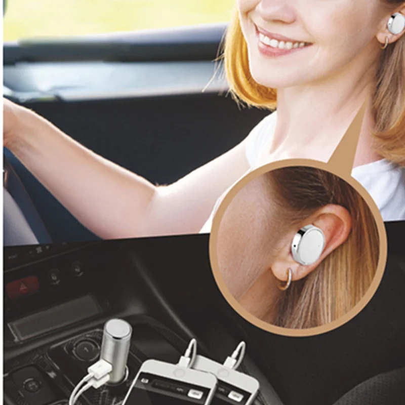 Portable Wireless BT Earphones Headphone Car Charger 2 in 1 Bluetooth Earphones Double USB 2.1A Fast Car Phone Charger (6)