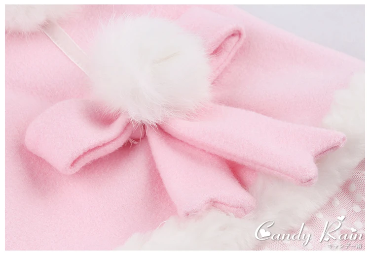 Милое пальто с мехом в стиле Лолиты для принцесс милое осенне-зимнее меховое пальто с короткими рукавами для девочек C22CD7268