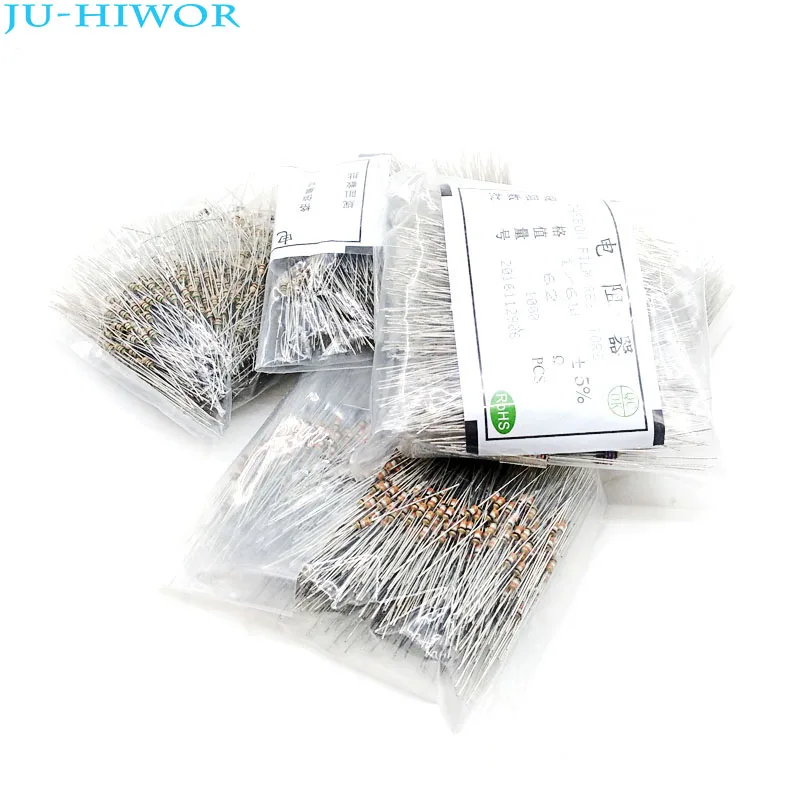 

5000pcs 1/8W 1/6W 5% Carbon Film Resistors 1 1.5 10 47 100 220 330 1K 10K 100K 470K Ohm 10Kohm 1Kohm Electronic Accessories