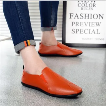 

Moccasins Men's Classic British Casual High Quality PU Casual Comfortable 2019 Warm Men Shoes Lightweight Adult Breathable Peas