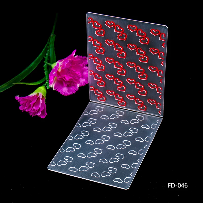 

Heart Plastic Embossing Folder For Scrapbook DIY Album Card Tool Plastic Template 7.5x10cm