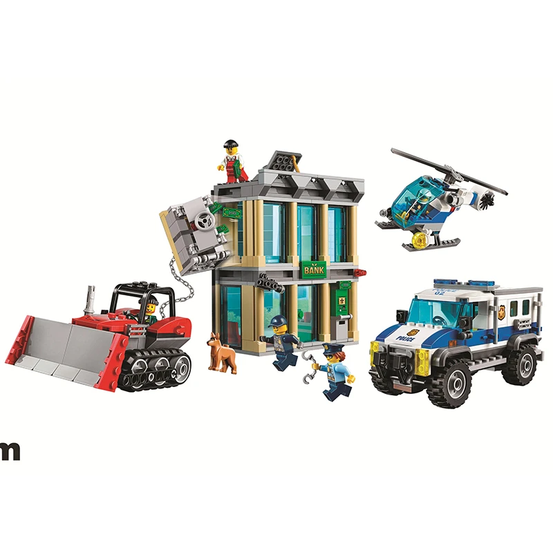 

591pcs City Police the Bulldozer Break-in Set Compatible City Police 60140 Building Blocks Model Kids Toys Gift