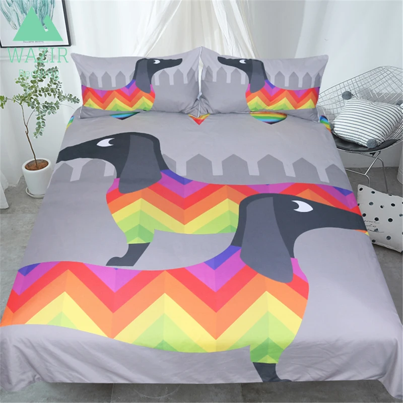 

WAZIR Colorful 3D Abstract Dog Bedding Set 3pcs Bedroom Home Textiles/Twin/Full/Queen/King/ Duvet Cover Pillowcase bed sheet