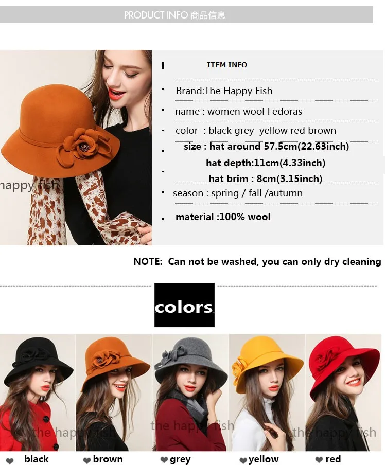Charming Fedoras ! Women Fedora Hat for Woman Fedora Hats Wide Brim Fedora hat Women Wool  Fedoras Flora (4)