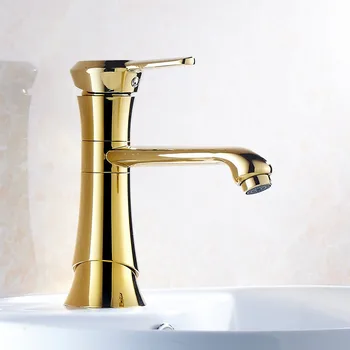 

Elegant Gold Ti-PVD / Chrome Brass 360 Swival Short Bathroom Vanity Sink / Basin Crane / Torneira Faucet Tap Mixer (HJ-9023)