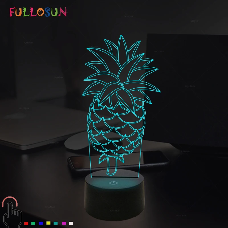 FULLOSUN креативная 3D иллюзия визуальная настольная лампа ананас светодиодная