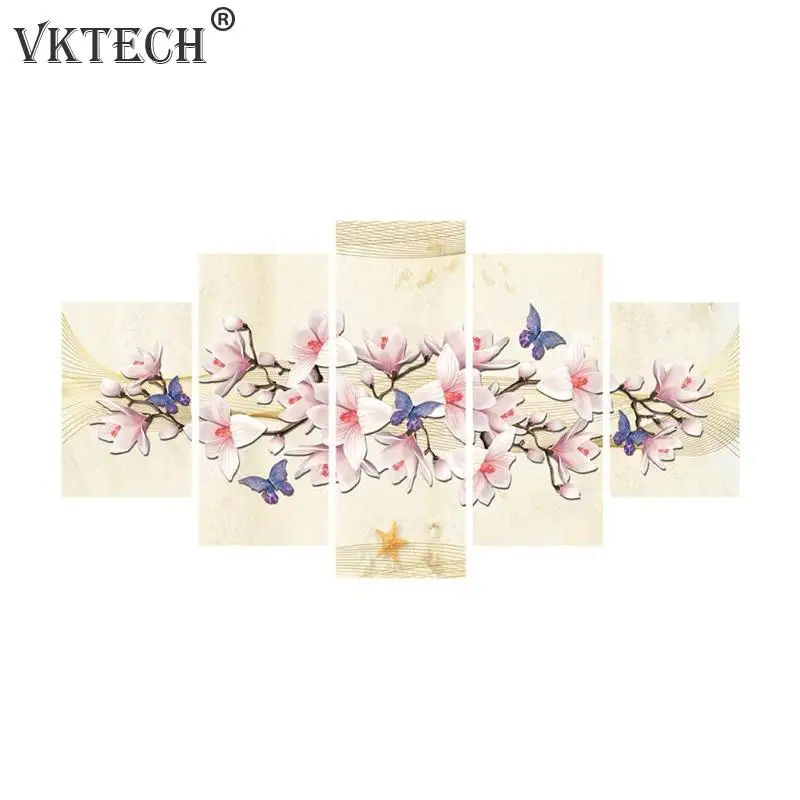 

Magnolia Sunflower 5D DIY Full Drill Diamond Painting 5-pictures Combination Kits Cross Stitch Set Embroidery Kit Home Decor