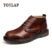 

Vintage Ankle Genuine Leather Men Boots Doc Dr Martins Spring Autumn Boots Men Black Brown Lace-up Work Shoes Dr. Martens Boots