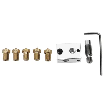 

New Heater Block+Copper Nozzle+ Tube Set for V6 3D Extruder HotEnd PT100 Sensor Cartridge DOM668