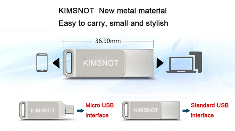 Kimsnot OTG USB флеш-накопитель 64 ГБ 32 ГБ 16 ГБ 8 ГБ Micro USB Металлический Мини-накопитель высокоскоростной флеш-накопитель карта памяти