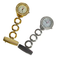 Роскошные Алмазная вставка нержавеющая сталь медицинская доктор медсестра брошь карманные часы кварцевые цвета: золотистый, серебристый застежка цепи Fob часы LXH