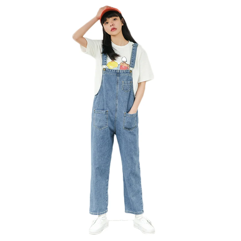 Корейские Новые Джинсы бойфренда для женщин весенние модные длинные брюки женские повседневные джинсы брюки осенние женские свободные джинсы на подтяжках