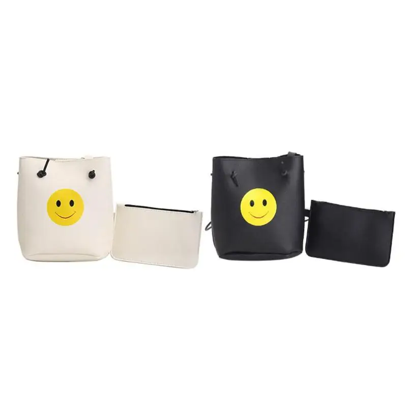 2pcs/set Smile Face Women Handbag Fashion Shoulder Messenger Bag