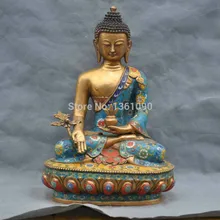 Xd 00924 1" Китай Бронза Перегородчатой Шакьямуни Bhaisajyaguru Медицина Статуя Будды