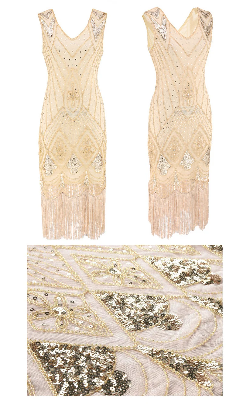 1920s Flapper Dress Gatsby Sequin Art Deco Cocktail Dress Women (5)