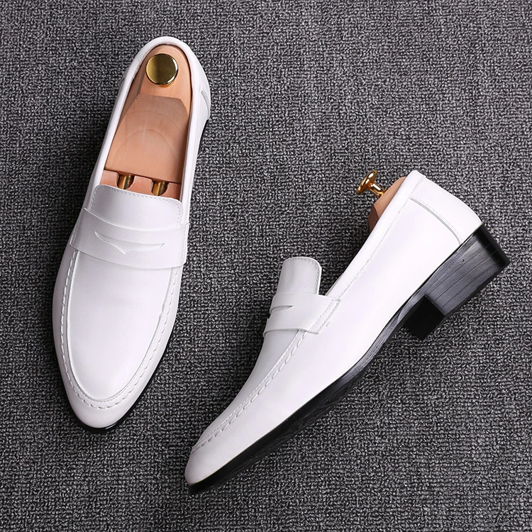 Mens white leather dress shoes Clearance