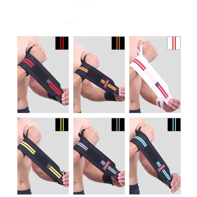 AOLIKES 2 Pcs Powerlifting Weight Lifting Wristbands Gym Wrist Support Wraps Straps Sport Safety Fitness Training hand bands