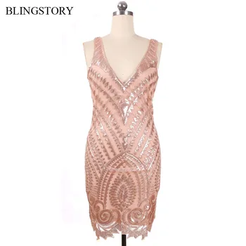 

BLINGSTORY Europe High Quality Vintage Nail Bead V Collar Banquet Evening Vestidos Luxurious Backless Summer Dress