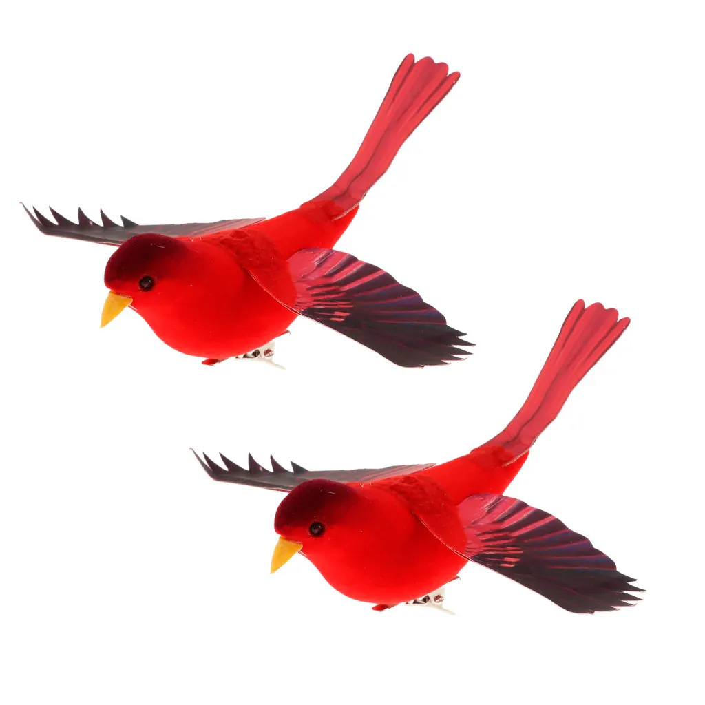 2x Artificial Realistic Clip On Foam Feather Garden Birds Decoration Crafts